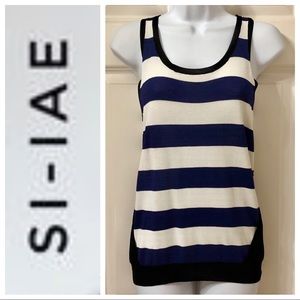 SI-IAE for Intermix blue striped sleeveless tank